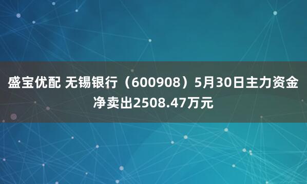 盛宝优配 无锡银行（600908）5月30日主力资金净卖出2508.47万元